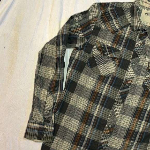 Vans Off The Wall Mens Grey and Blue Plaid Western Button Down Shirt Size Med - Picture 4 of 7